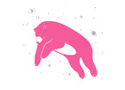 SPACE BEAR WALL DECAL PINK